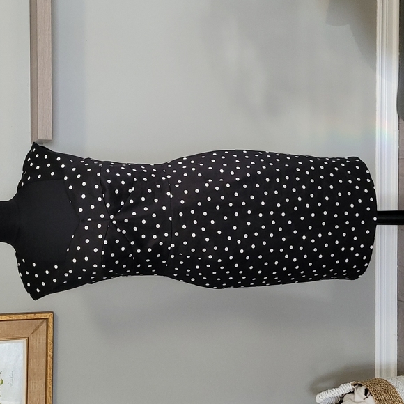 $20 NWT Cotton blend black and white polka dot Dress - Picture 1 of 6